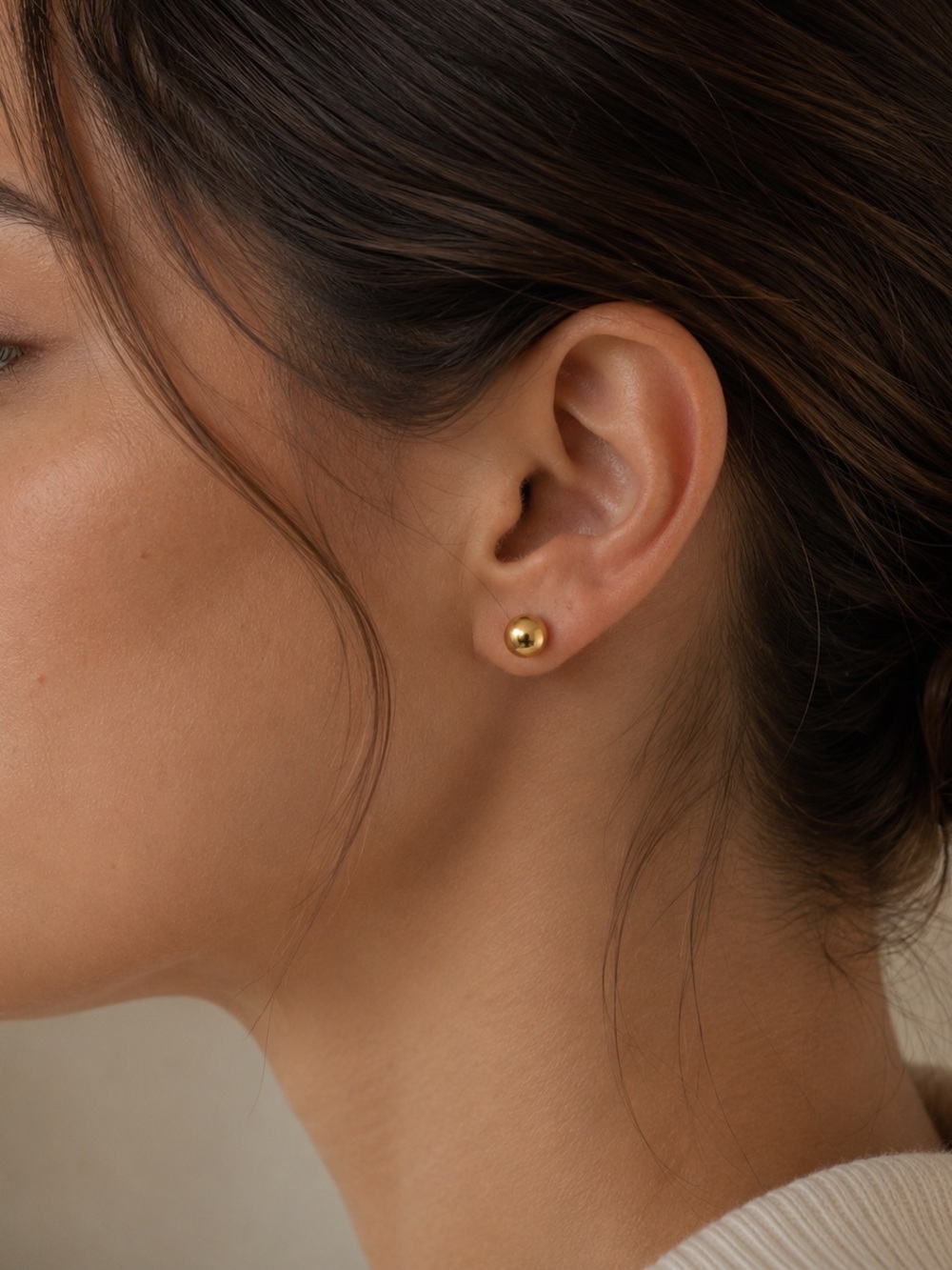 18K Gold Plated Round Ball Stud Earrings